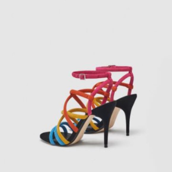 ZARA MULTICOLOR GENUINE SUEDE SANDALS, NEW, SZ. 7 1/2 - Picture 4 of 6